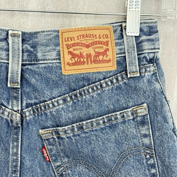 Levis Shorts Womens 25 Blue High Waisted Mom Relaxed Medium Wash 3" Inseam Denim - Picture 14 of 14